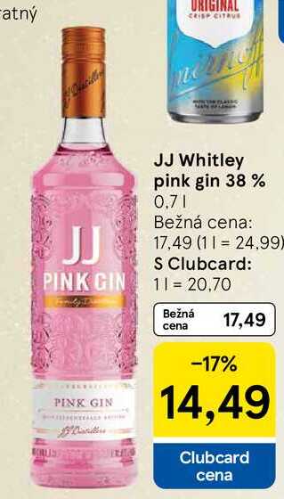 JJ Whitley pink gin 38 % 0.7l
