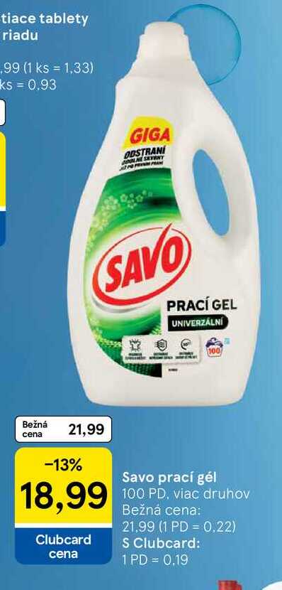 Savo prací gél 100 PD, viac druhov