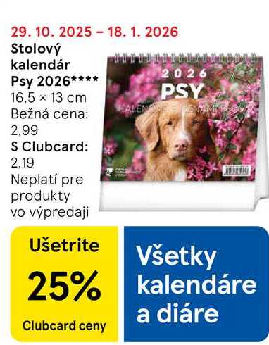 Stolový kalendár Psy 2026