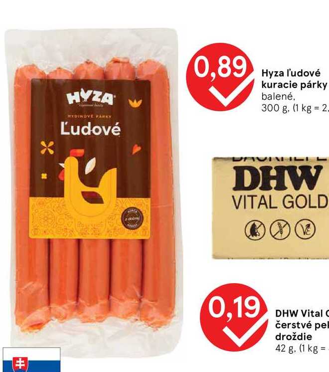 Hyza ľudové kuracie párky balené, 300 g