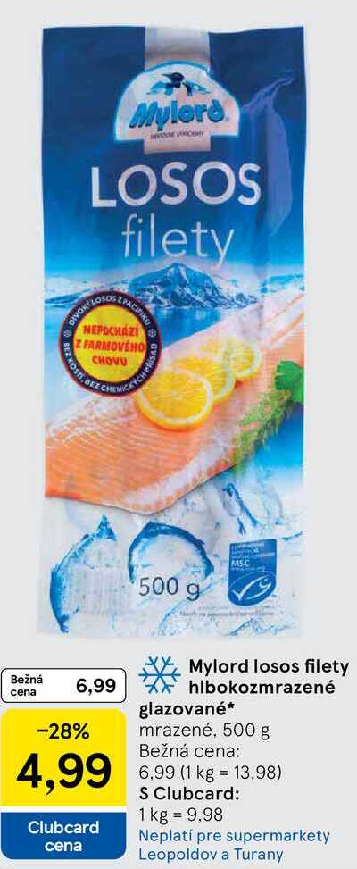 Mylord losos filety hlbokozmrazené glazované mrazené, 500 g