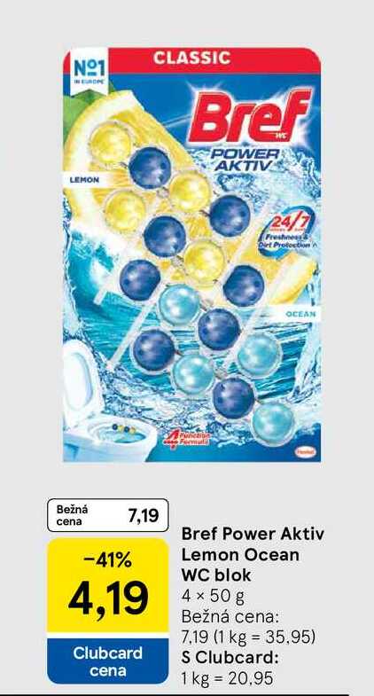 Bref Power Aktiv Lemon Ocean WC blok 4 x 50 g