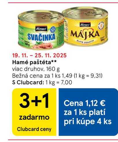 Hamé paštéta viac druhov, 160 g