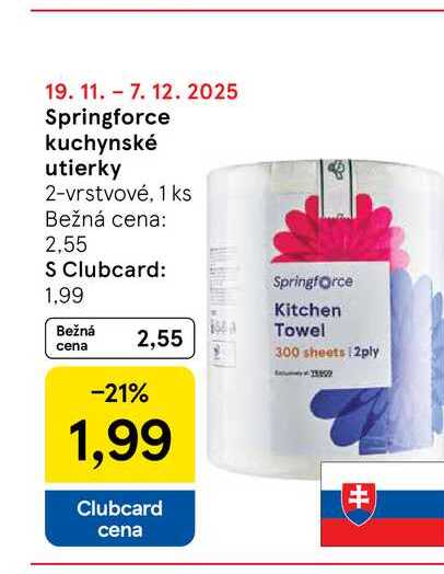 Springforce kuchynské utierky 2-vrstvové, 1 ks