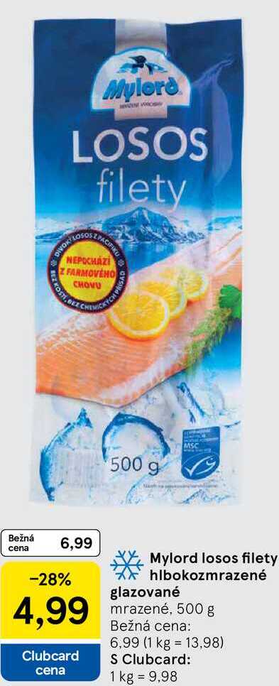 Mylord losos filety hlbokozmrazené glazované mrazené, 500 g