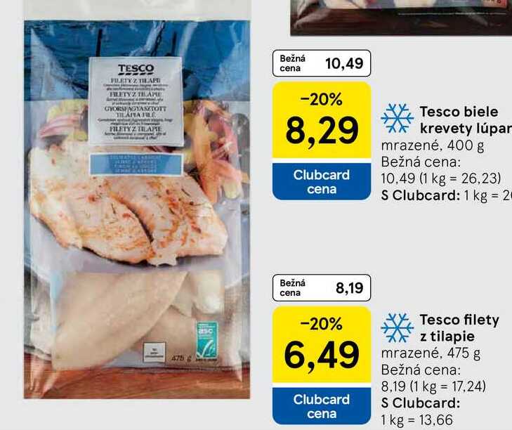 Tesco filety z tilapie mrazené, 475 g