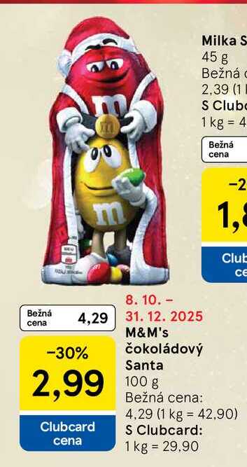 M&M's čokoládový Santa 100g