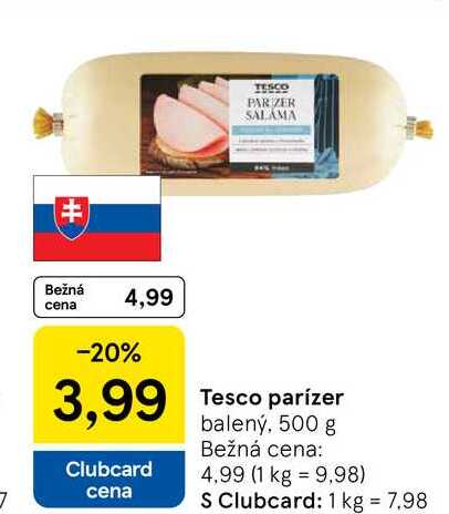 Tesco parizer balený, 500 g