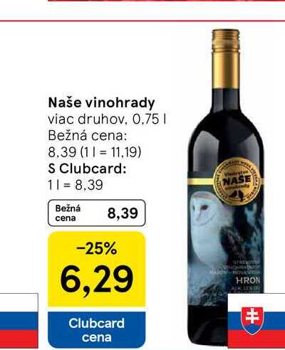 Naše vinohrady viac druhov, 0,75l