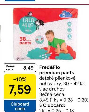 Fred&Flo premium pants detské plienkové nohavičky, 30 - 42 ks