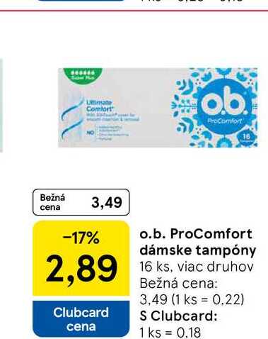 o.b. ProComfort dámske tampóny 16 ks, viac druhov 