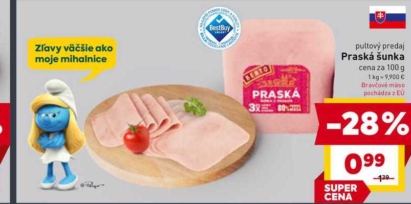 Praská šunka cena za 100 g 