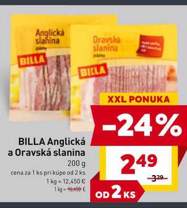 BILLA Anglická a Oravská slanina 200 g 