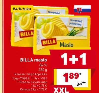 BILLA maslo 84% 250 g