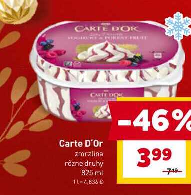 Carte D'Or zmrzlina rôzne druhy 825 ml