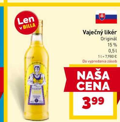 Vaječný likér Originál 15% 0,5l