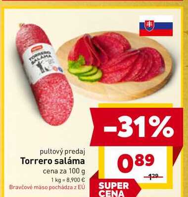 Torrero saláma cena za 100 g 