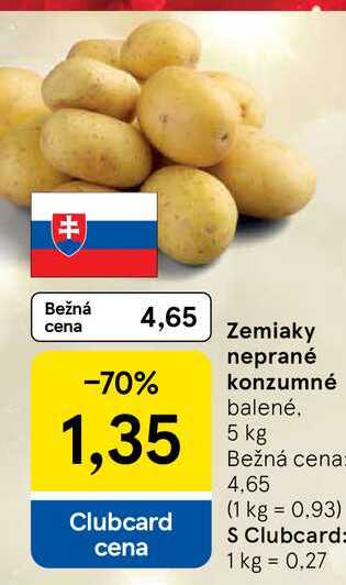 Zemiaky neprané konzumné balené 5 kg