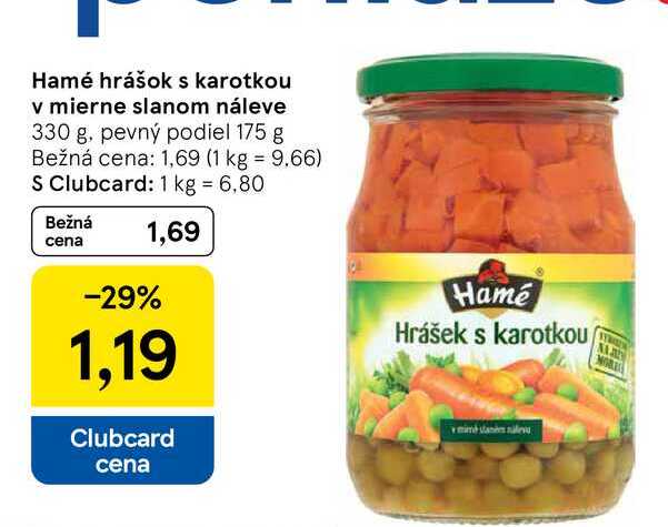 Hamé hrášok s karotkou v mierne slanom náleve 330 g