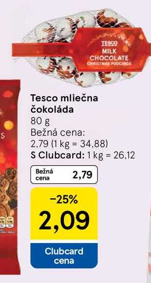 Tesco mliečna čokoláda 80 g