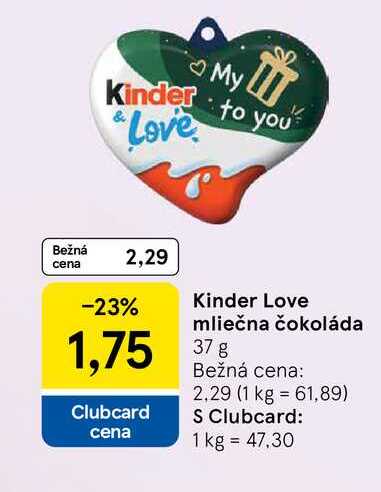 Kinder Love mliečna čokoláda 37g