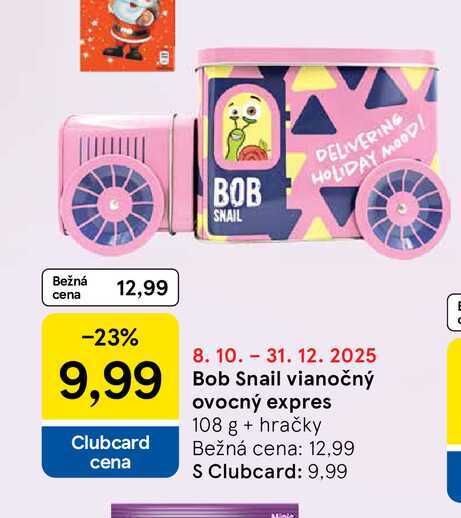 Bob Snail vianočný ovocný expres 108 g + hračky