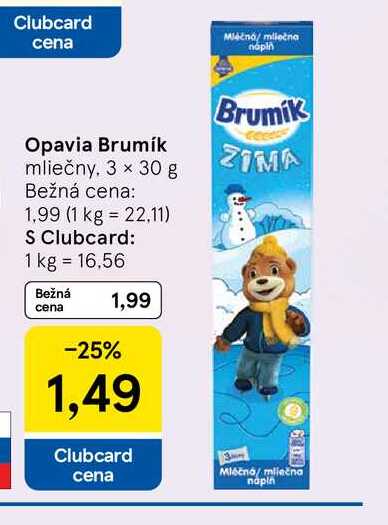 Opavia Brumík mliečny 3 x 30 g 