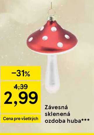 Závesná sklenená ozdoba huba