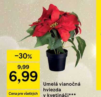 Umelá vianočná hviezda v kvetináči