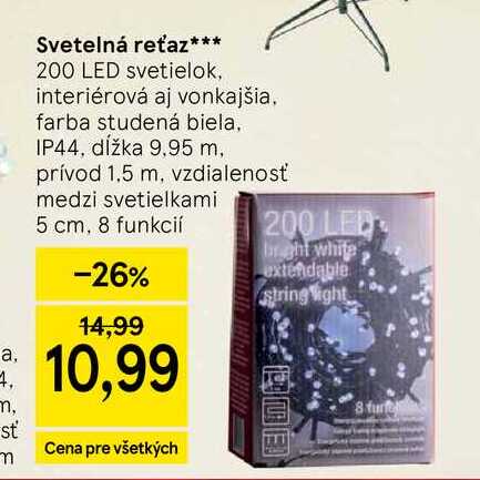 Svetelná reťaz 200 LED svetielok