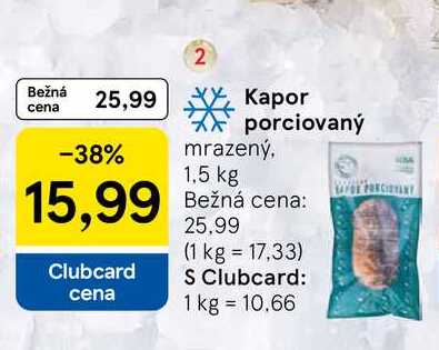 Kapor porciovaný mrazený, 1,5 kg 