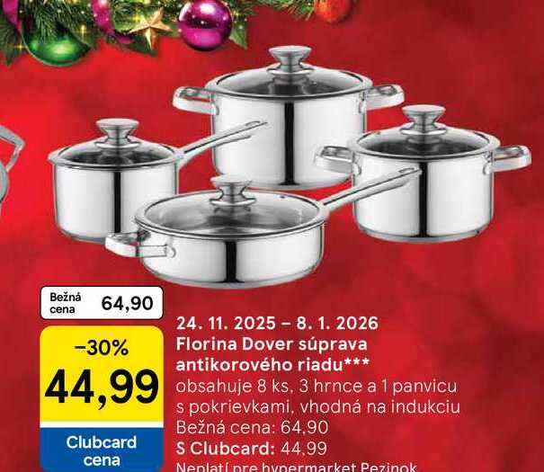 Florina Dover súprava antikorového riadu obsahuje 8 ks, 3 hrnce a 1 panvicu s pokrievkami, vhodná na indukciu 