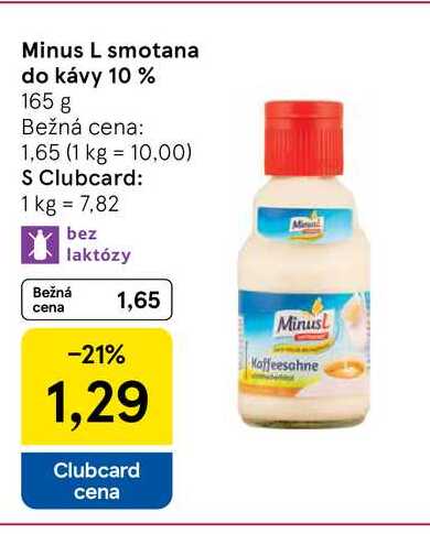 Minus L smotana do kávy 10% 165 g
