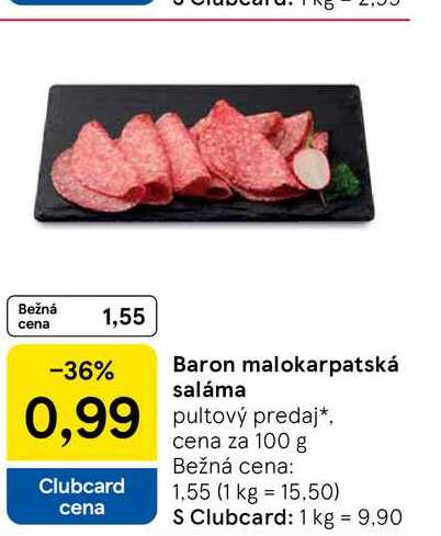 Baron malokarpatská saláma 100 g  