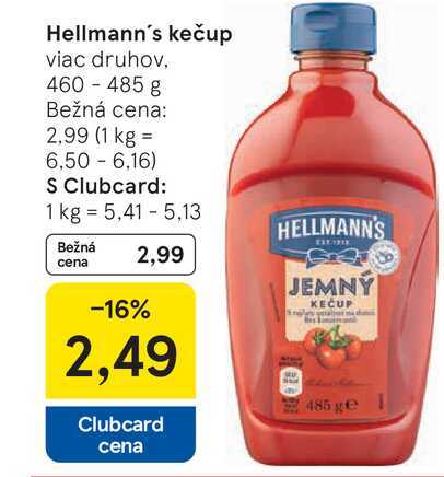 Hellmann's kečup viac druhov, 460 - 485 g