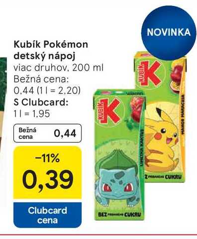 Kubík Pokémon detský nápoj viac druhov, 200 ml 