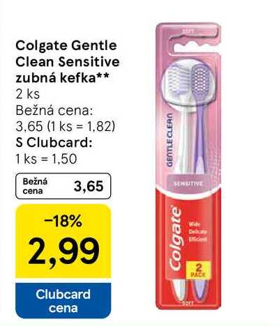 Colgate Gentle Clean Sensitive zubná kefka 2 ks 