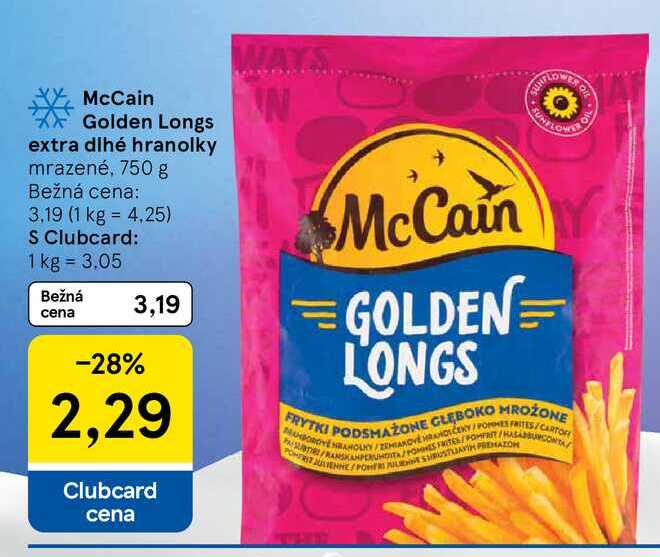 McCain Golden Longs extra dlhé hranolky mrazené, 750 g