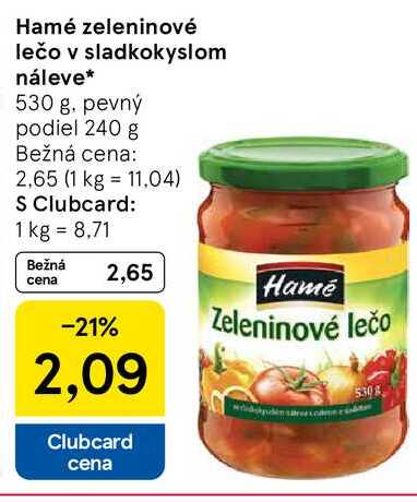 Hamé zeleninové lečo v sladkokyslom náleve 530 g