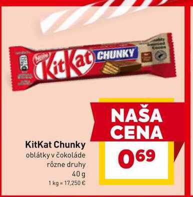 KitKat Chunky oblátky v čokoláde rôzne druhy 40 g 