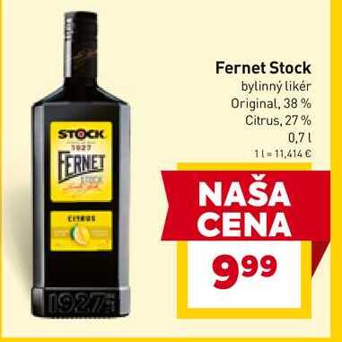 Fernet Stock 0,7 l, vybrané druhy 0.7l