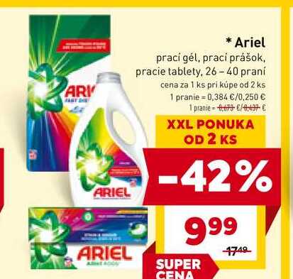 ARIEL pracie tablety, 26-40 praní 