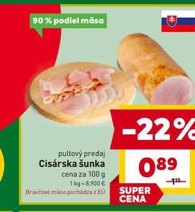 Cisárska šunka cena za 100 g 