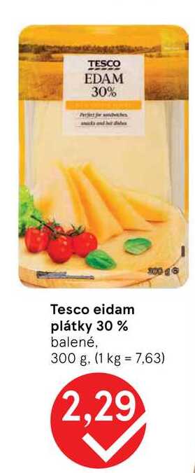Tesco eidam plátky 30% balené, 300 g
