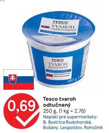 Tesco tvaroh odtučnený 250 g