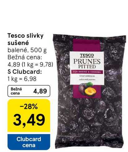 Tesco slivky sušené balené, 500 g 
