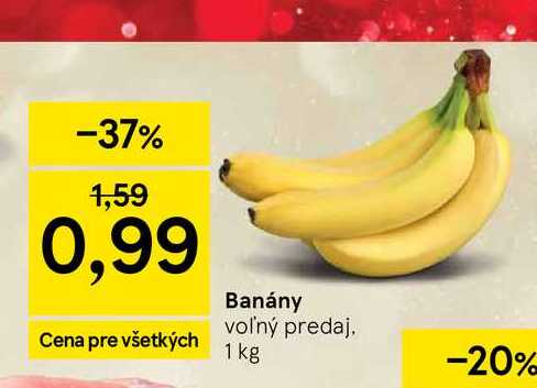 Banány voľný predaj, 1 kg -20%