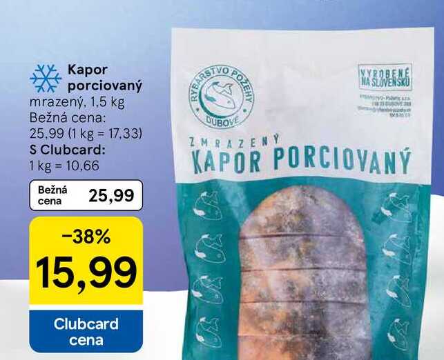 Kapor porciovaný mrazený, 1,5 kg