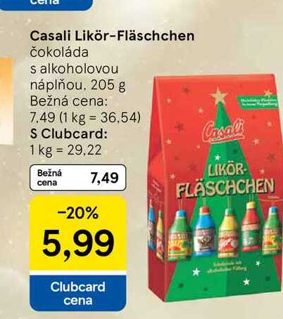 Casali Likör-Fläschchen čokoláda s alkoholovou náplňou, 205 g