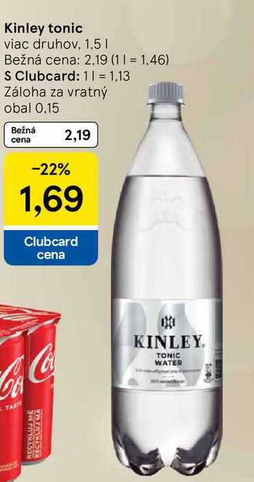 Kinley tonic viac druhov, 1,5 l